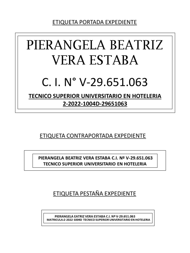 Etiquetas Expediente | PDF