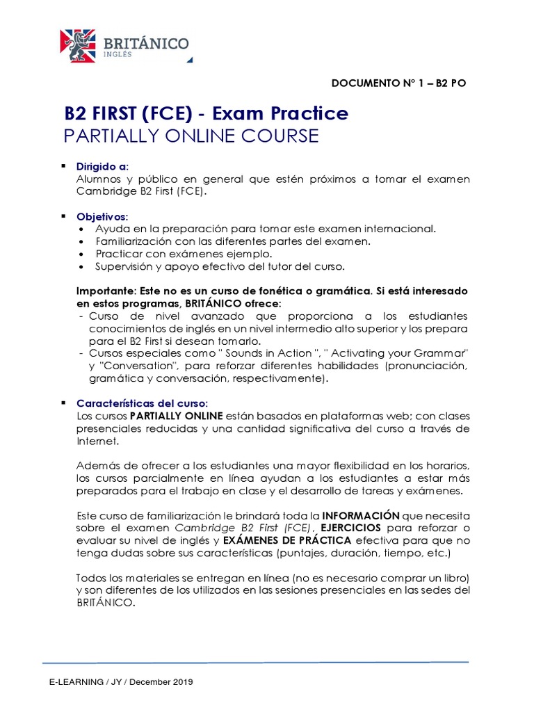 Curso de Práctica para Examen B2 First | PDF | Pruebas