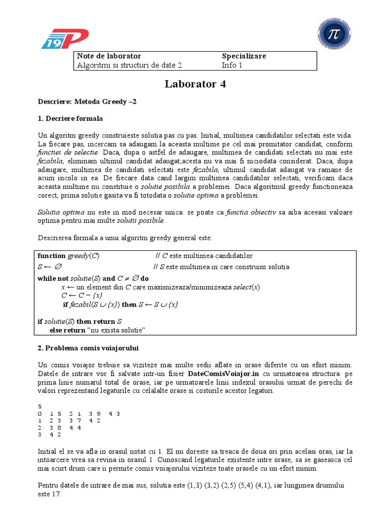 Algoritmi Si Structuri de Date 2 - Info 1 - Laborator 4 | PDF