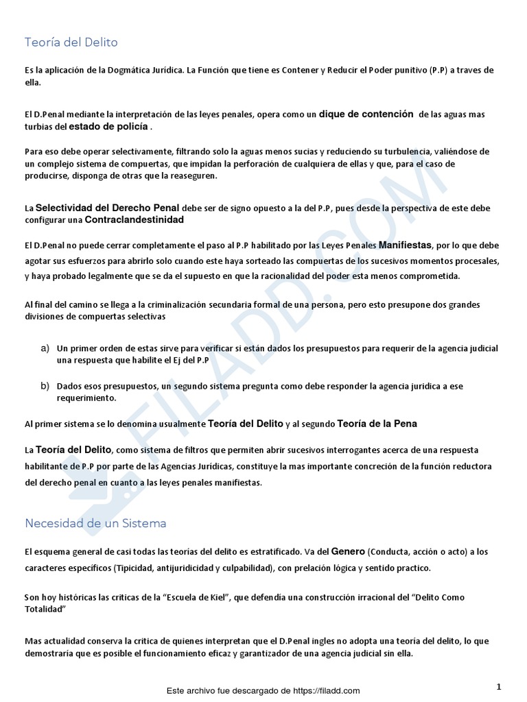 Resumen Teoria Del Delito | PDF | Derecho penal | Teoría