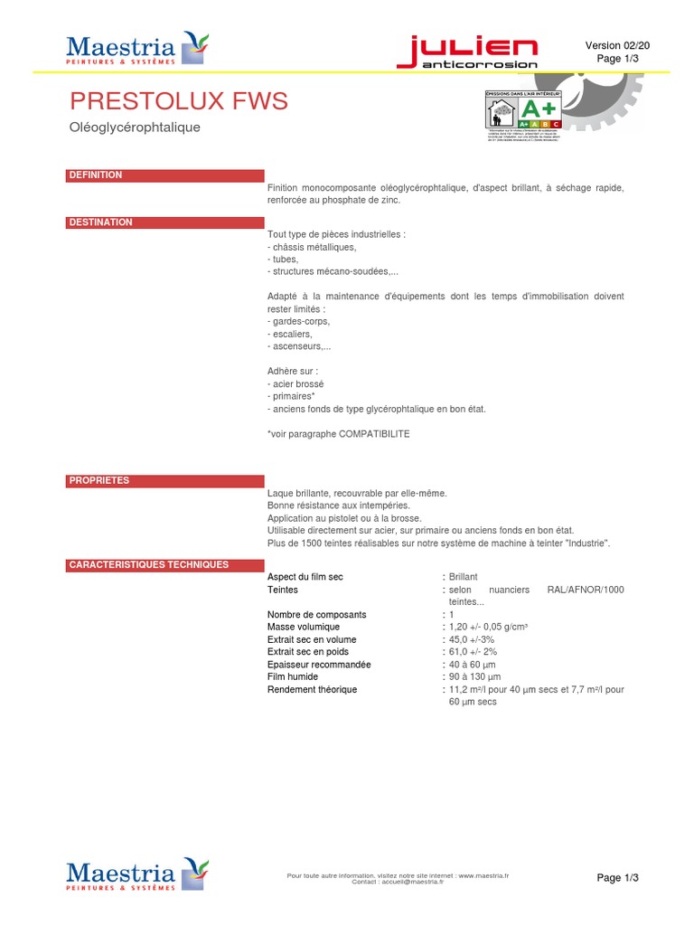 Prestolux FWS | PDF | Solvant | Chimie