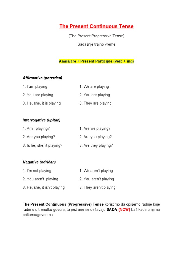 Present Continuous Tense Explained | PDF | Linguistics | Grammar