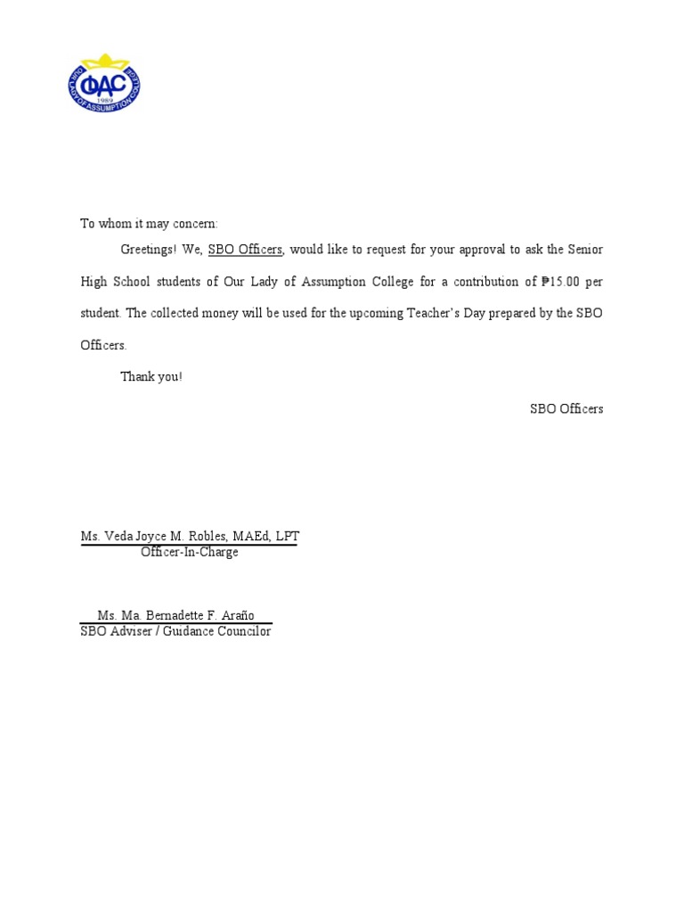 Letter Sbo | PDF