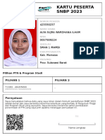 Kartu Peserta SNBP 2023: 423330237 Alya Sujra Wardhana Ilham 0057939224 Sman 1 Mambi Kab. Mamasa Prov. Sulawesi Barat