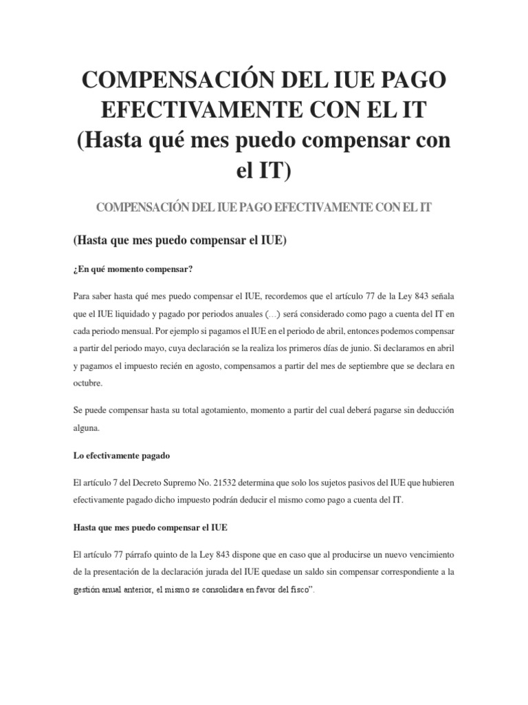 Compensación del IUE con el IT | PDF | Impuestos | Gobierno