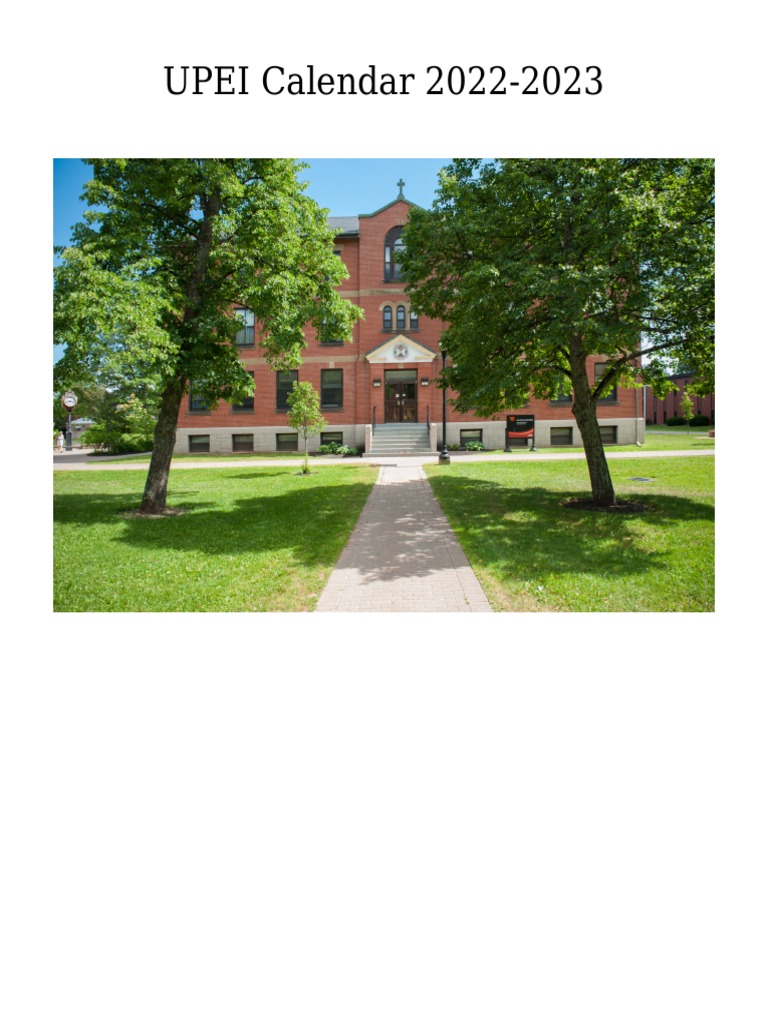 UPEI Calendar 2022 2023 1666184352. Oss PDF Bachelor's Degree