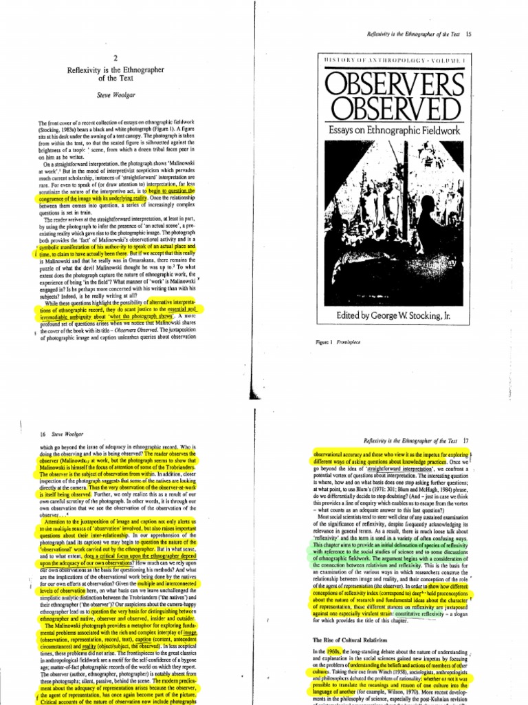 Woolgar-Reflexivity Is The Ethnographer of The Text | PDF