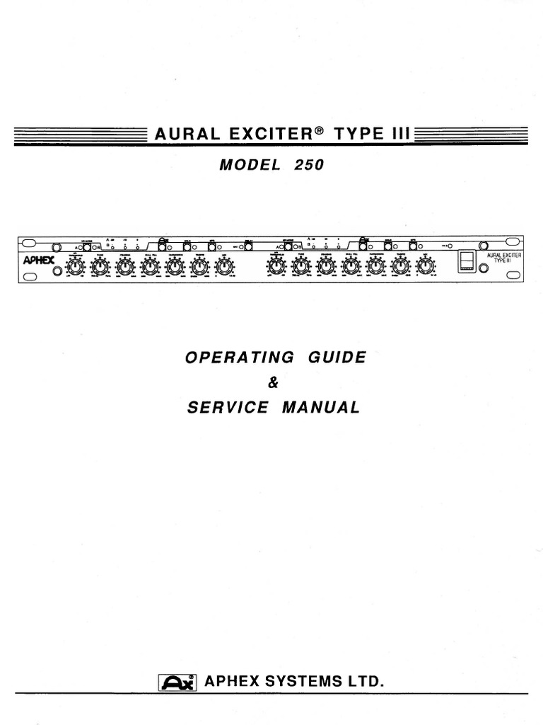 Apex Aural Exciter Type III Model 250 PDF Equalization (Audio