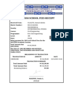 2015 - 2016 School Fees Receipt