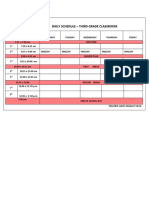 Third Grade Daily Class Schedule