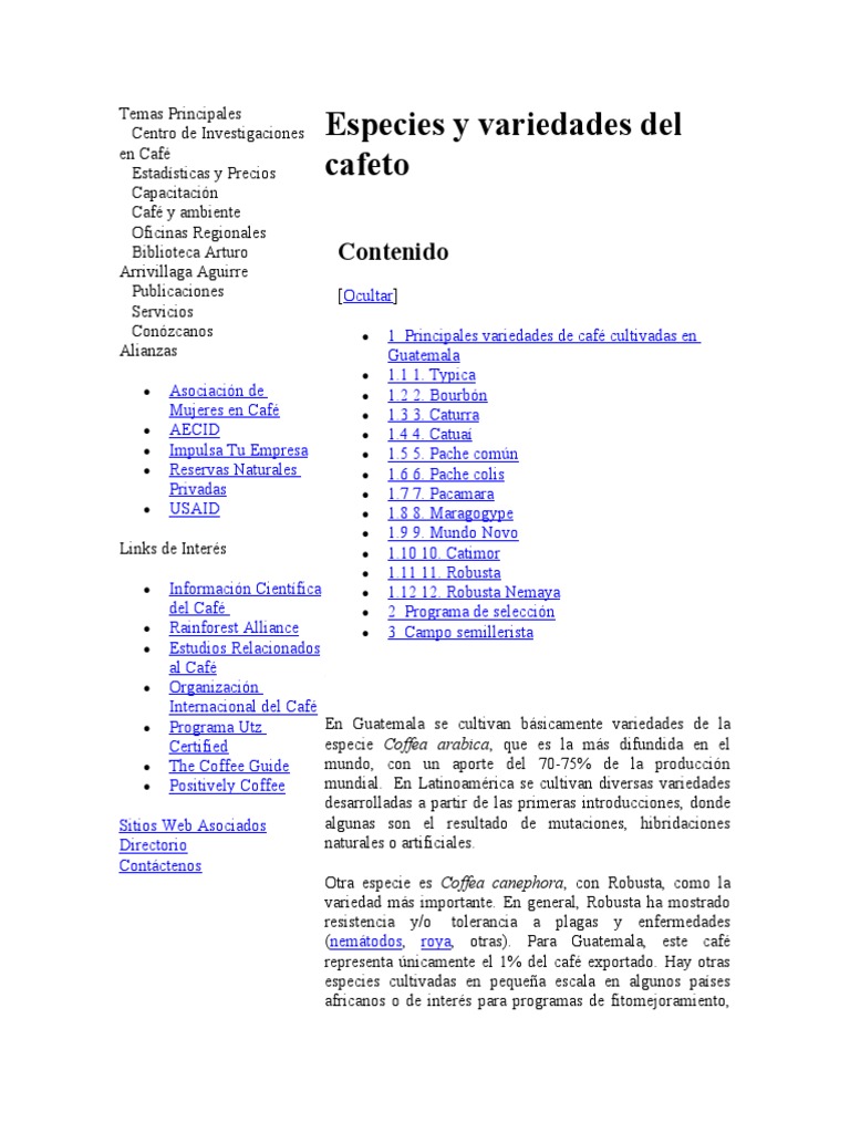 Variedades de Café en Guatemala | PDF | café | Tallo de la planta