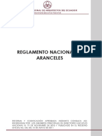 Aranceles arquitectura Ecuador reformados 2011