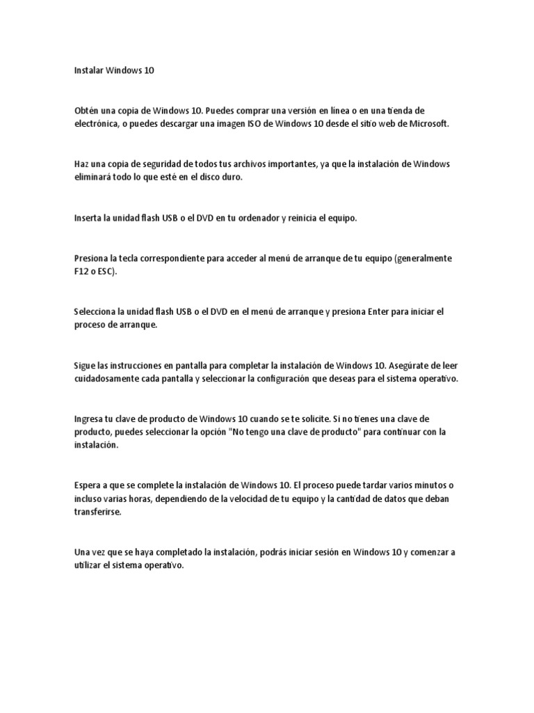 Instalar windows 10 pdf