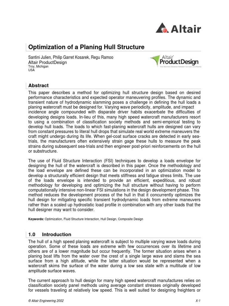 Optimization of A Planing Hull Structure | PDF | Hull (Watercraft ...
