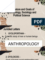 The Nature and Goals of Anthropology Sociology