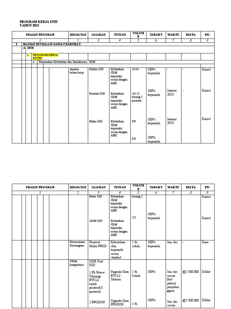 Program kerja igd tahun 2023 pdf