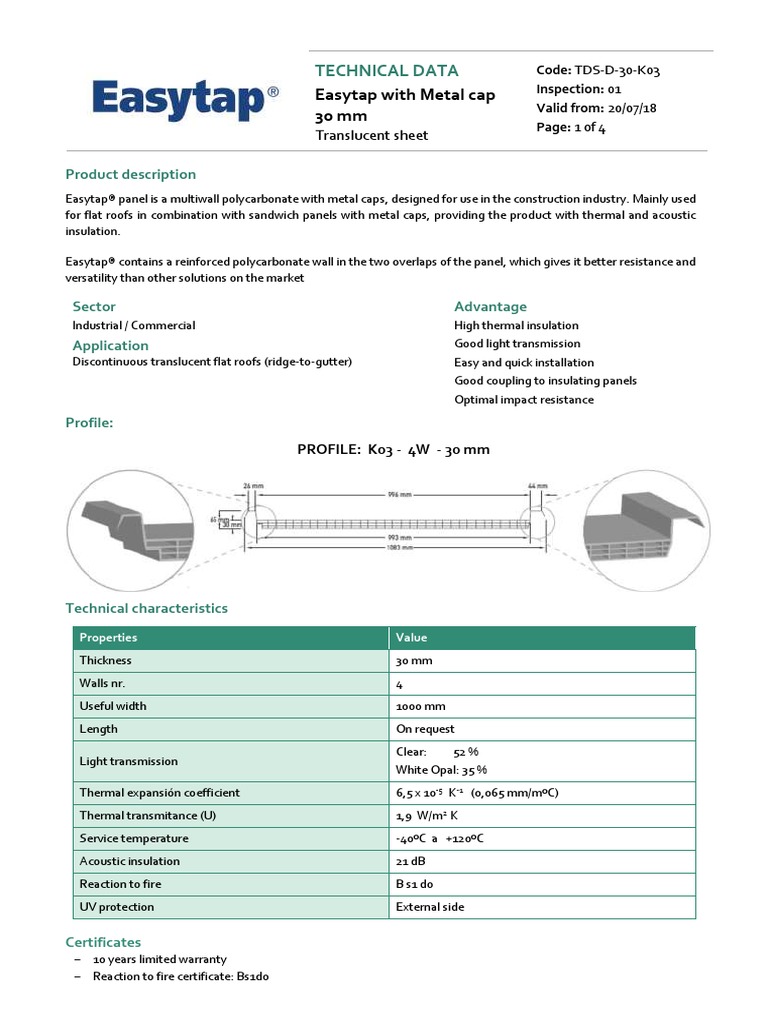 tds-d-30-k03 Es Easytap 30 MM Eng | PDF | Pallet | Building Insulation