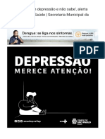 'Muita Gente Tem Depressão e Não Sabe', Alerta Especialista Da Saúde - Secretaria Municipal Da Saúde - Prefeitura Da Cidade de São Paulo