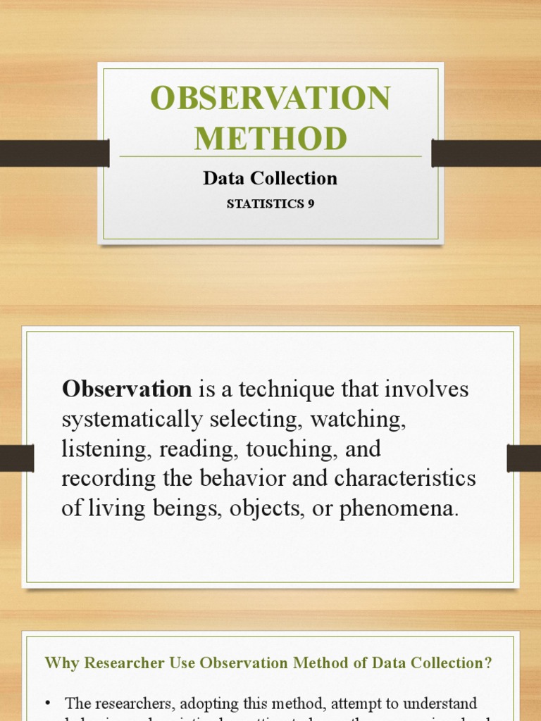 Understanding Observation as a Method of Data Collection | PDF ...