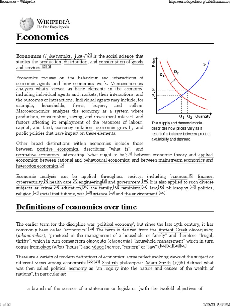 Economics Wikipedia PDF Economics Neoclassical Economics