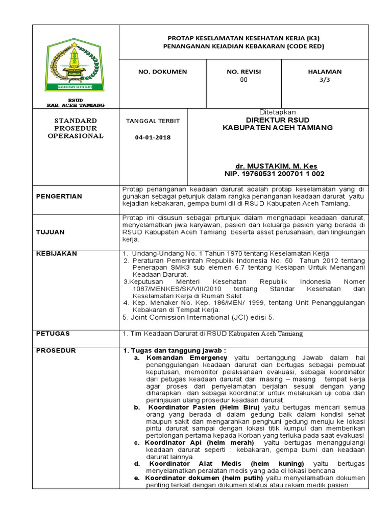 SPO Penanganan Code Red (Kejadian Kebakaran) | PDF