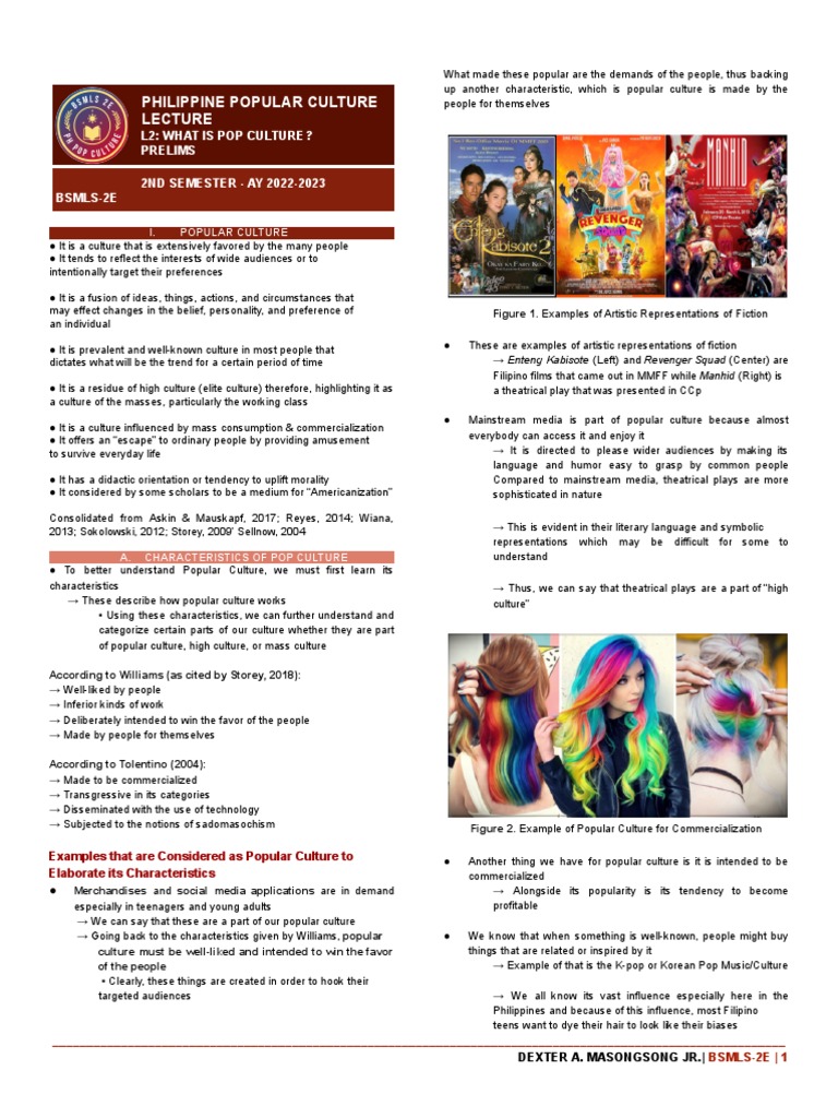 Characteristics of Philippine Pop Culture | PDF | Popular Culture ...