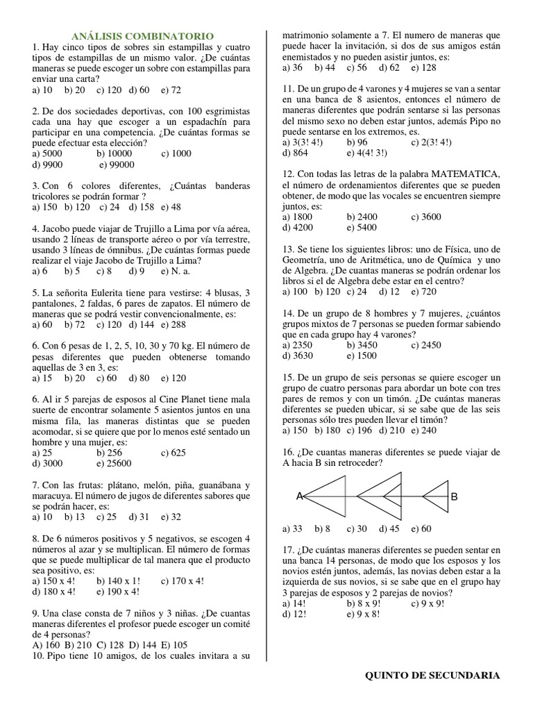 Análisis Combinatorio 2 - 5to | PDF | Métodos y materiales de enseñanza