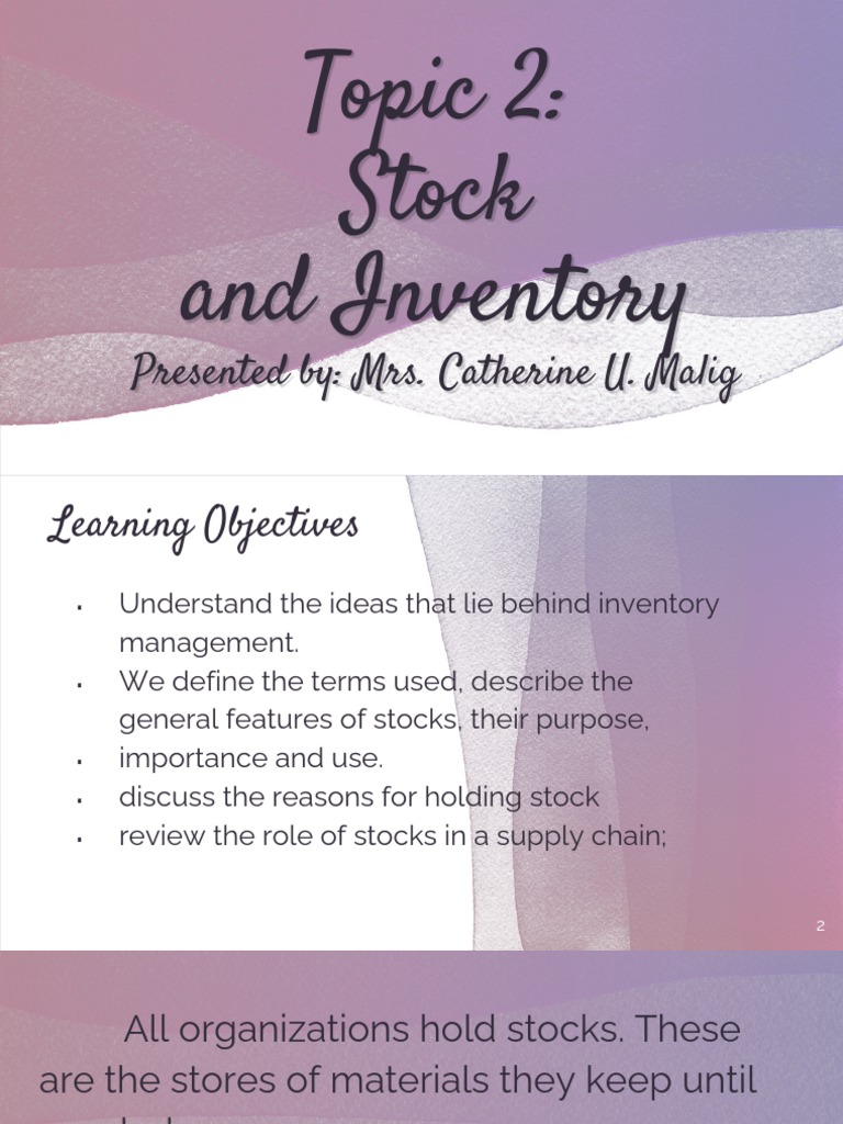Lesson 2 Stocks and Inventory S PDF Supply Chain Inventory