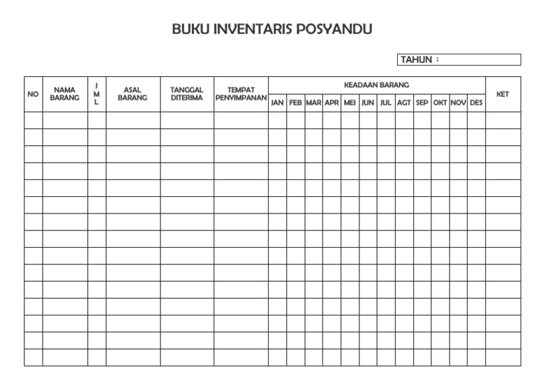 Buku Inventaris Posyandu Tahun 2023 | PDF