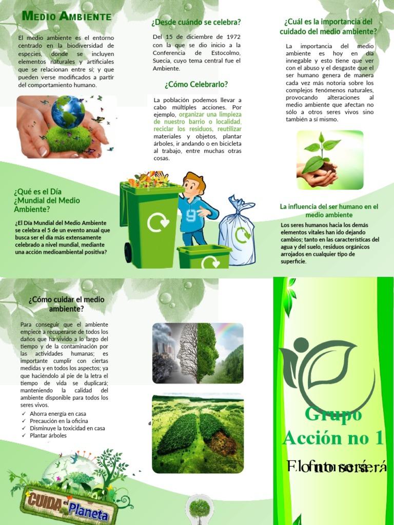 Triptico Del Medio Ambiente 3 | PDF | Entorno natural | Residuos