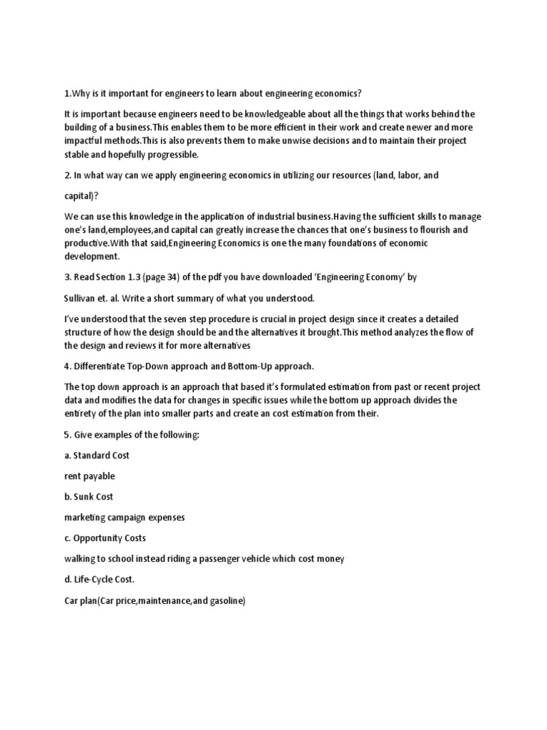Eng econ pdf top down and bottom up design economics