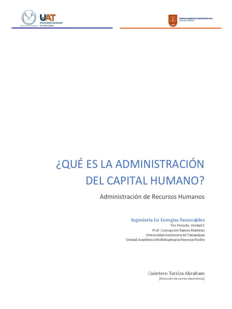 Unidad 2. ¿Qué Es La Administracion Del Capital Humano | PDF | Gestión