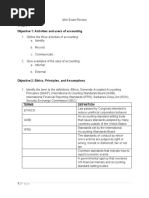 Acc101 Mini Exam Review For Students