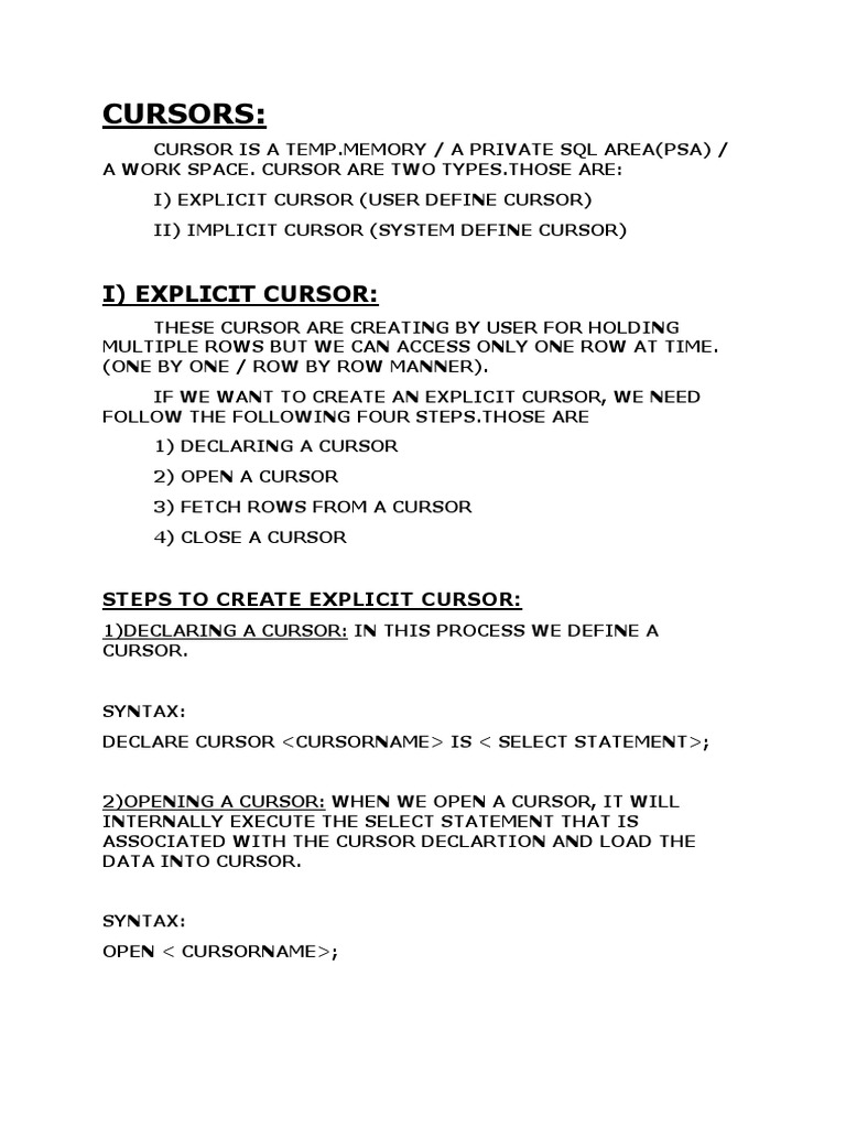 Cursor (Oracle) | PDF | Sql | Software Development