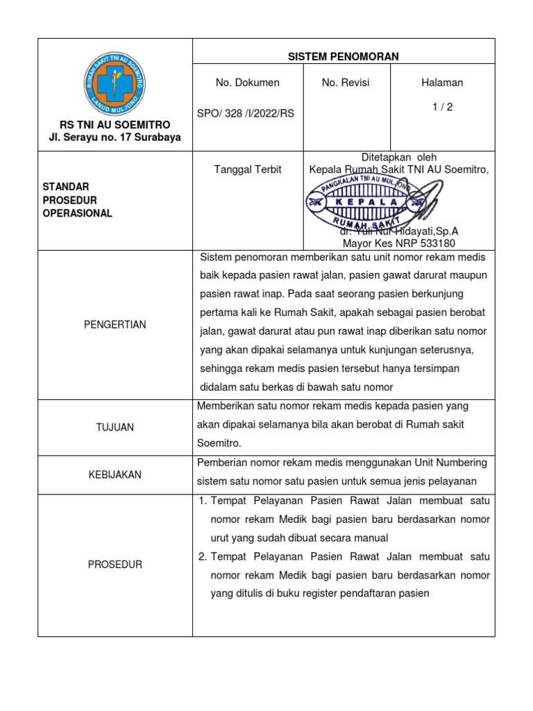 SOP Penomoran | PDF