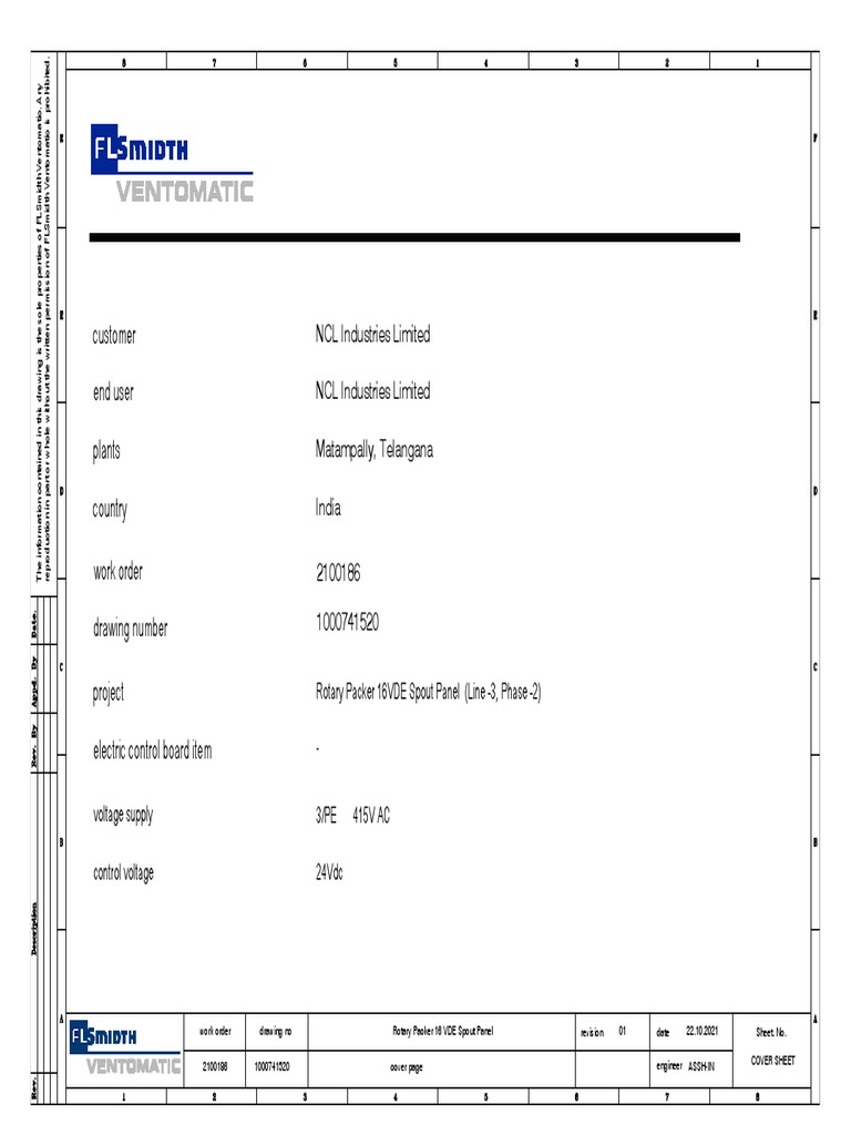 Wiring Diagram of Rotary Packer Spout Panel - R01-As BUILT | PDF