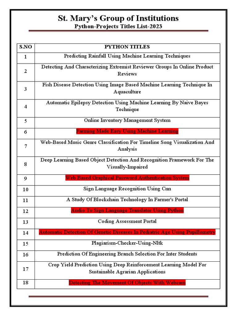 Python project 2023 pdf machine learning deep learning