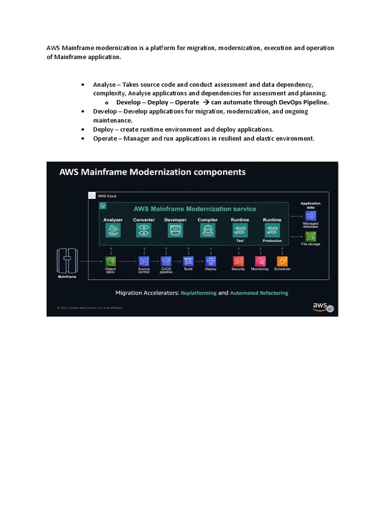 AWS Mainframe Modernization Is A Platform For Migration | PDF