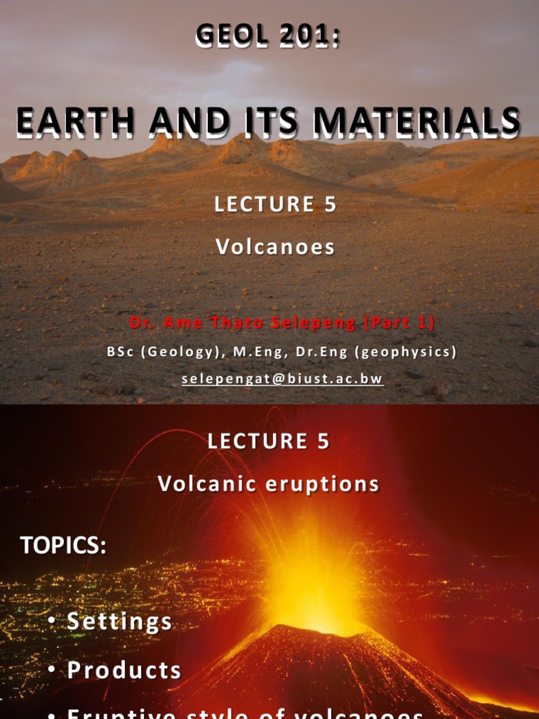 Lecture 5 Volcanoes PDF Types Of Volcanic Eruptions Lava