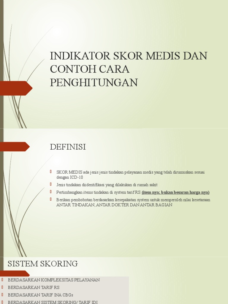 Indikator Skor Medis Dan Contoh Cara Penghitungan Pdf