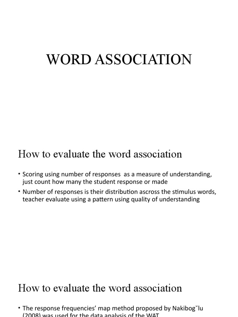 Word Association PDF Understanding Wound