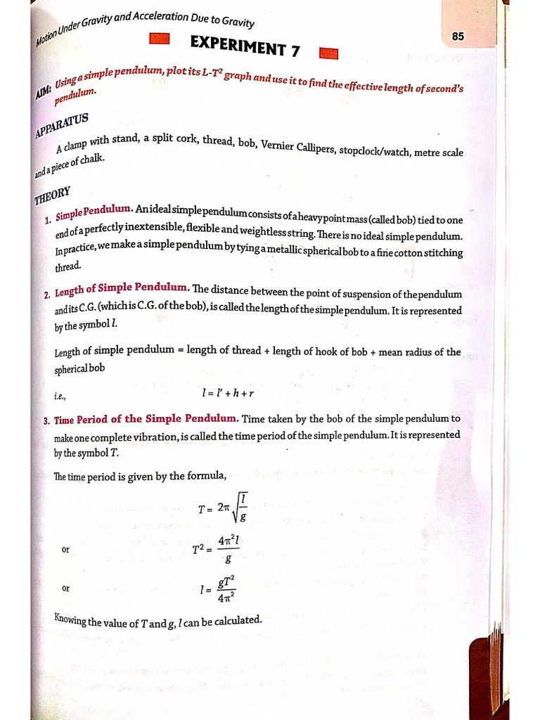 Simple Pendulum Experiment PDF