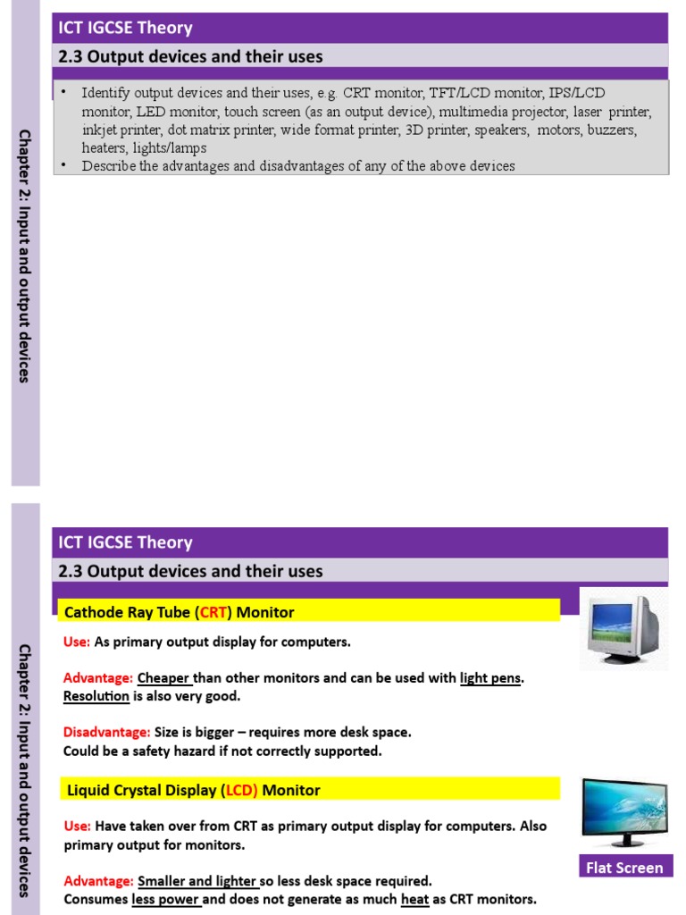 2.3 Output Devices and Their Uses PDF Computer Monitor Printer