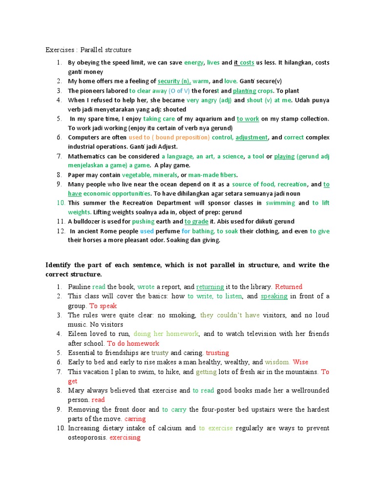 Exercise parallel structure pdf