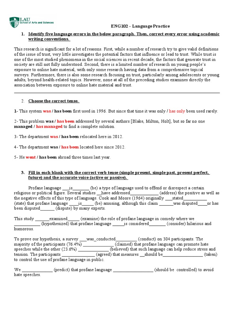 Spanish Language Practice Exercises