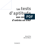 Tests D'aptitude: Aux Concours D'entrée en IFAP