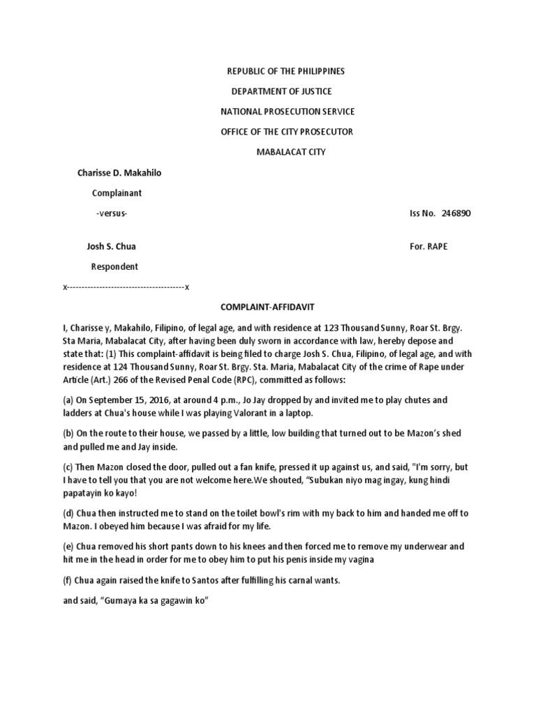 Rape (Affidavit) | PDF | Sex Crimes | Violence