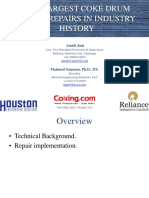 The Largest Coke Drum Bulge Repairs in Industry History Jani Reliance Industries Limited Samman Houston Engineering Solutions DCU New Delhi 2013