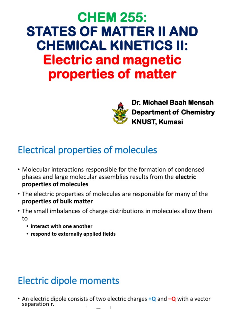 Electric and Magnetic Properties of Matter | PDF | Chemical Polarity ...