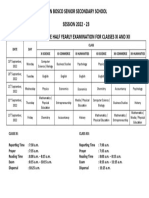 Timetable For The Half Yearly Examination For Classes Xi and Xii 2022-23